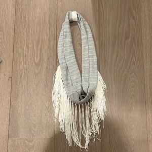 Grace & Lace Gray & White Fringe Infinity Scarf